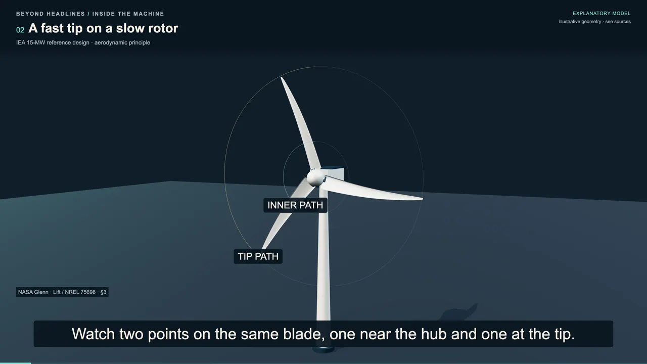 A fast tip on a slow rotor